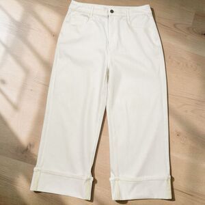 Halara Petite Cream Wide Leg Pants L Petite High Rise Stretch Trouser Neutral